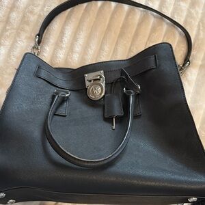 Michael Kors Black Shoulder Bag with Sleek Trapezoid Design